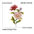 Vintage Gänseblümchen Brosche mit Emaille Blumen in Rot und Pink mit 6,5 cm Höhe - Rot