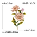 Vintage Gänseblümchen Brosche mit rosa Blütenblättern, grünen Blättern und Goldfinish - Rosa