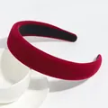 Padded red velvet headband with retro thick sponge design and non-slip inner lining - Red Velvet Padded