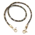 Detailed macro view of colorful beaded bag strap with polished gold lobster clasps - 80 / Dark Gray With Gold Buckle