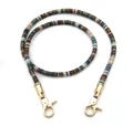 Close-up of colorful woven bohemian bag strap with gold metallic threads and swivel clasps - 80 / Brown Coffee with Gold Buckle