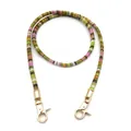 Detail of colorful woven bohemian bag strap with polished gold lobster clasps and patterns - 80 cm / Light Green (Gold Buckle)
