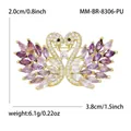Eleganter Schwan-Herz-Anstecker mit Goldfinish, Zirkonia und lila Kristallen - Lila