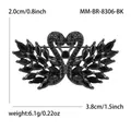 Eleganter Schwan-Anstecknadel mit schwarzen Zirkonia und Maßen in Silber-Optik - Schwarz