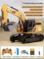 Yellow 9-channel remote control excavator toy with alloy bucket and battery set - Yellow 9-Channel Excavator (Z6822) / 1 Set Rechargeable Lithium Battery