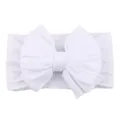 Soft white elastic baby headband with large jacquard bow for newborns and infants - White