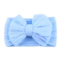 Elastic baby headband with jacquard knit texture and large bow in light blue - Light Blue