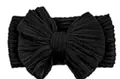 Elastic baby headband in black featuring a large bow and ribbed jacquard fabric - Black