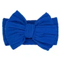 Elastic baby headband with a dark blue knitted jacquard bow for infant girls - Sapphire Blue