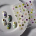 Stickers nail art 5D avec reliefs de plantes succulentes et motifs TS-015 colorés - Succulentes (TS-015)