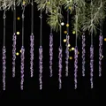 Set de 12 adornos de carámbanos de acrílico púrpura con ganchos para árbol de Navidad - Colgante De 5 Pulgadas Con Efecto De Goteo De Hielo Morado 12 Piezas
