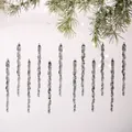 Set de 12 carámbanos decorativos de acrílico gris humo para colgar en árbol de Navidad - Colgante De 5 Pulgadas Con Efecto De Goteo De Hielo Negro 12 Piezas