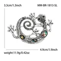 Broche de lagarto vintage con incrustaciones de concha de abulón y acabado plata antigua - Plateado