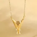 Artistieke gouden bloemkelk hanger ketting met gehamerde textuur en een fijne schakelketting - Strik Boeket Bloem Insteek Stijl (Halsketting) (Zonder Bloem) (7453) / Goud