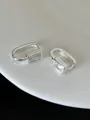 Pendientes de aro rectangulares de plata S925 con piedras de circonita clara - Plateado
