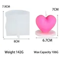Stampo in silicone a cuore rosa con specifiche e capacità di cera di 106 grammi - Stile a Cuore con Base (G1812-3)