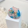 Pinza per capelli a forma di gatto in acetato marmorizzato rosa e blu - 3cm / Azzurro