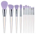 10-teiliges Make-up-Pinsel-Set mit lila Borsten und klaren Acryl-Kristallgriffen - 10-teilig Transparent Lila