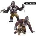 Miniature combat gorilla action figures with machine gun and dagger weapons set - Heavy Machine Gun and Crawling Pose Style (LX853-3)