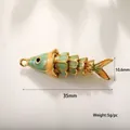 Green and orange enamel fish pendant 35mm 18k gold plated jewelry accessory - Gold Orange Enamel (A0123)