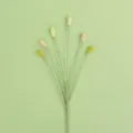 Handmade knitted simulated six-headed bellflower branch in soft green and cream tones - Gradient Green
