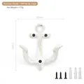 Vintage iron anchor wall hook in white-gold finish with rustic textured surface - White