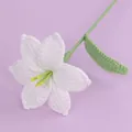 Handmade crochet white lily flower with green leaves for home decor and gifts - White Lily Branches