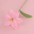 Handmade crochet pink lily flower with green leaves for home decor and unique gifts - Pink Lily Branch
