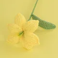 Handmade yellow crochet lily flower with green stem for unique gift decoration - Yellow-colored Lily Branches