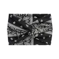 Bandeau de sport noir élastique avec motif Paisley blanc et détail de nœud central - Noir Paisley