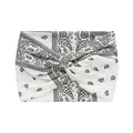Bandeau élastique avec motif paisley noir et blanc et détail de nœud torsadé - Motif Paisley Blanc et Noir (8#)