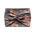 Bandeau de yoga élastique avec motif floral rose et design torsadé pour femmes - Motif Floral Gris Foncé (12#)