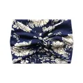 Bandeau large élastique bleu marine à motif floral avec nœud pour sport et yoga - Motif Floral Bleu Marine (16#)
