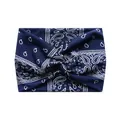 Bandeau de sport bleu marine à motif paisley avec nœud torsadé et tissu élastique - Motif Paisley Bleu Foncé (7#)