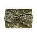 Bandeau croisé large vert olive avec imprimé paisley pour sport et yoga fitness - Motif Paisley Vert Olive (10#)