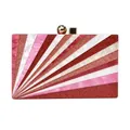 Elegante Acryl-Box-Clutch mit rot-rosa-weißen Streifen für Abendveranstaltungen - Ohne Griff