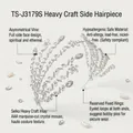 Cerchietto da sposa di lusso con foglie di zircone AAA e decorazione a vite argento - Cerchietto con strass a grappolo di fiori (TS-J3179S)