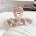 Pinza per capelli a fiori in acetato marmorizzato viola con strass scintillanti - Viola Diamante