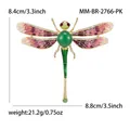 Elegant gold-tone dragonfly brooch with pink enamel wings and sparkling rhinestones - KC Gold Pink