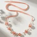 Elegant bridal hair band with handmade pink clay roses, pearls and crystal beads - Rose Hair Band (HS-J6991GPINK) / Pink