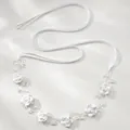 Handmade bridal hairband with white clay roses pearls and crystals on ribbon - Rose Hair Band (HS-J6991S) / White