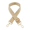 Adjustable beige and gold metallic replacement shoulder strap with lobster clasps - Arrow Pattern Gold Thread + Gold Buckle