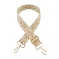 Adjustable beige and gold geometric woven replacement shoulder strap with lobster clasps - Multi-line Gold Thread + Gold Buckle