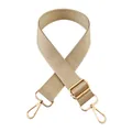 Adjustable khaki wide shoulder strap with gold hardware for crossbody handbags - Full Gold Beige Apricot + Gold Buckle