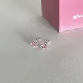 Pink heart-shaped zircon earrings in silver finish with matching jewelry box - Pink