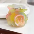 Elegante molletta per capelli a rosa in resina con motivo floreale multicolore - Iridescente