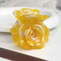Elegante molletta per capelli a rosa 3D in acetato con motivo marmorizzato giallo - Giallo Brillante
