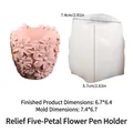 Siliconen mal voor doe-het-zelf pennenhouder met rozenblaadjes en 3D bloem reliëfpatroon - Bloemen Pennenhouder / Wit