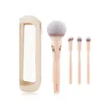 Professional 4-in-1 magnetic makeup brush set with portable travel storage pouch - 4-in-1 Set + Off-white Triangular Storage Bag / Nude