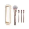 4-in-1 magnetic makeup brush set in champagne gold with a beige storage pouch - 4-in-1 Set + Off-white Triangular Storage Bag / Champagne